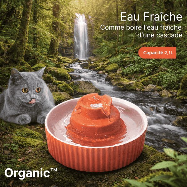 Fontaine à eau chat céramique effet cascade naturelle rivière d'eau fraiche - Organic™