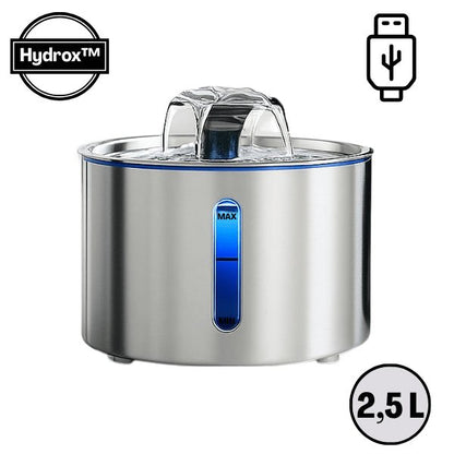 Fontaine eau pour chat USB silencieuse automatique inox filtrée source eau pure Hydrox™