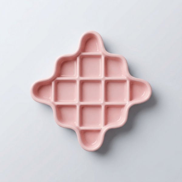 Gamelle anti glouton céramique pour chat rose avec croisillons pour ralentir repas