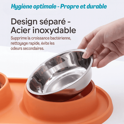 Gamelle anti-glouton chat double bol amovible nettoyage | Oxford Duo™