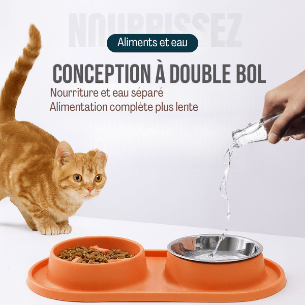 Gamelle anti-glouton chat séparation croquettes eau tapis | Oxford Duo™