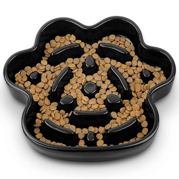 Gamelle anti glouton chat Tempo Croc™ en céramique noire forme griffe
