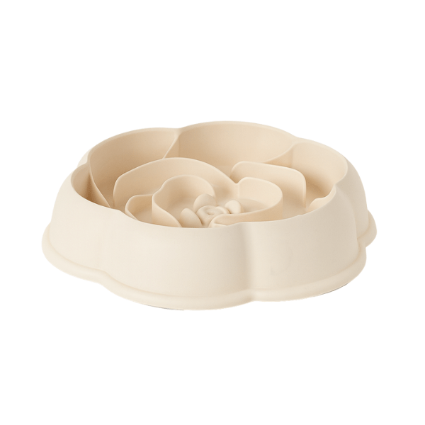 Gamelle anti glouton chaton blanche idéale petit félin forme de rose MealStop™