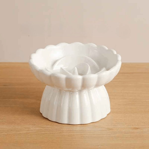 Gamelle anti glouton chaton CéramWhisker™ blanche surélevée anti renversement
