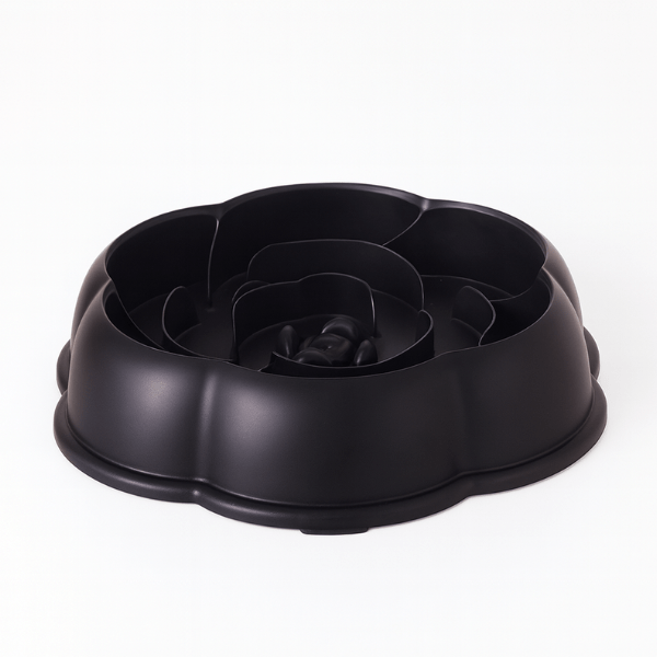 Gamelle anti glouton chaton noire idéale petit félin forme de rose MealStop™