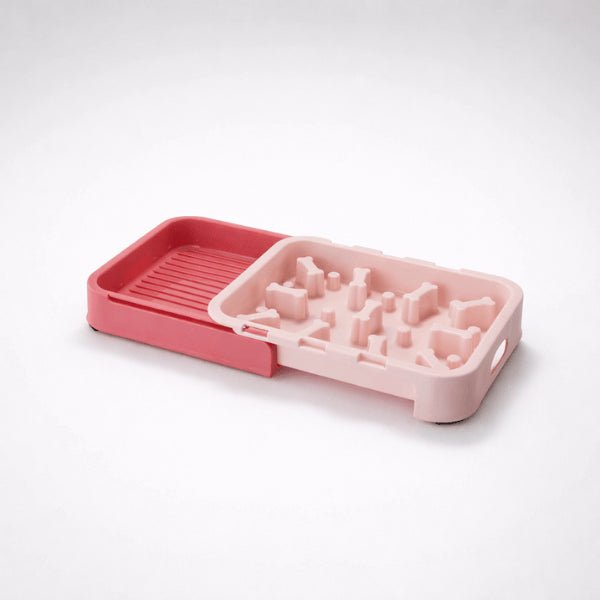Gamelle anti glouton pour chat rose design pratique double alimentation et nettoyage facile