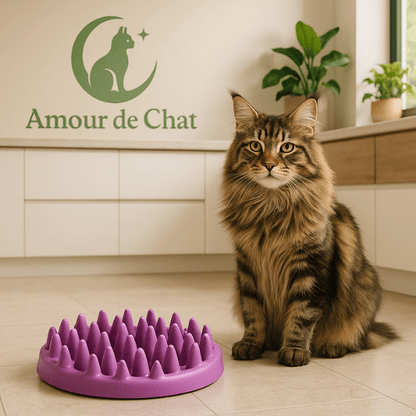 Gamelle anti glouton rose favorisant un rythme alimentaire sain