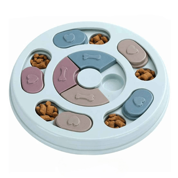 Gamelle anti glouton PuzzleCroc™ bleue – stimule l’intelligence et le QI félin