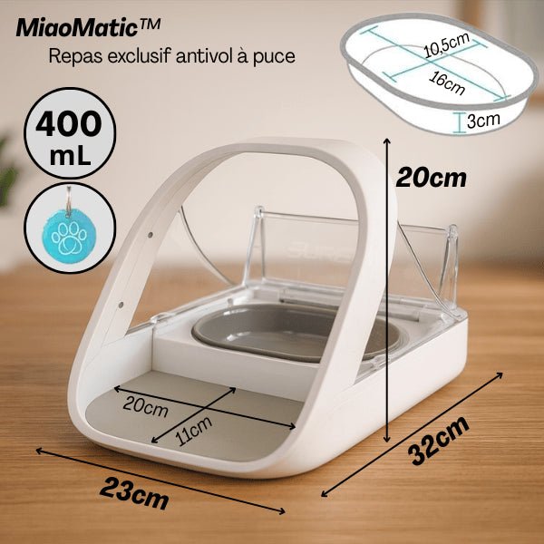 Gamelle automatique chat avec puce repas exclusif antivol de nourriture ou régime strict sans fil - MiaoMatic Puce™
