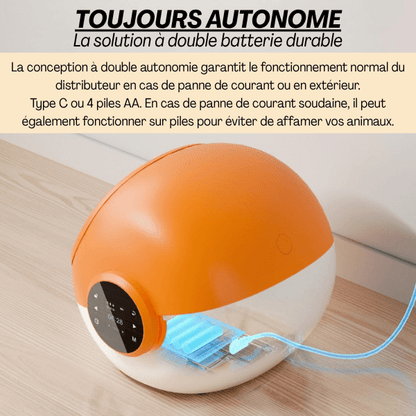 Gamelle automatique chat puce double alimentation sans fil batterie et prise secteur - CrocTech Edition™