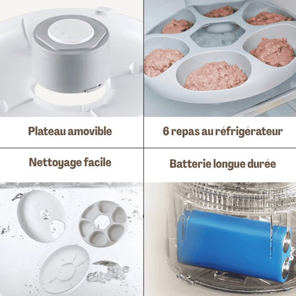 Gamelle chat automatique connectée pratique plateau 6 repas sans fil batterie longue durée - BowlPro 600™