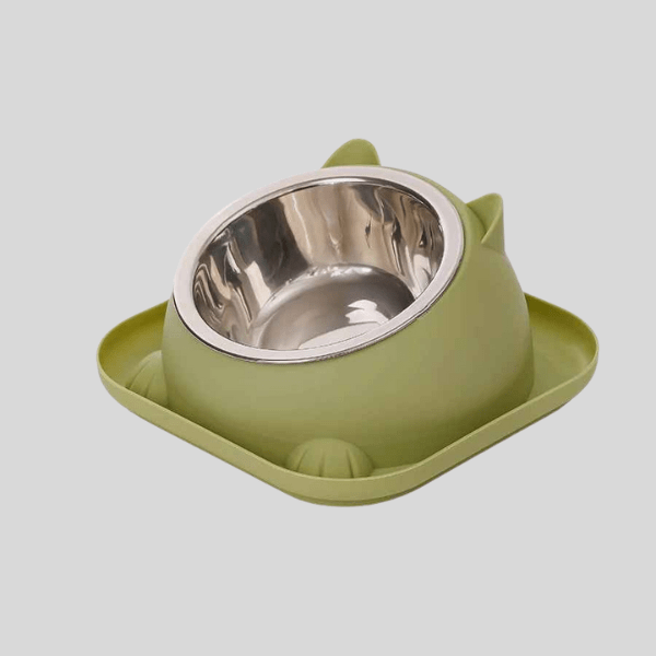 Gamelle chaton bol inox et support surélevée inclinée vert - Bowl Design™