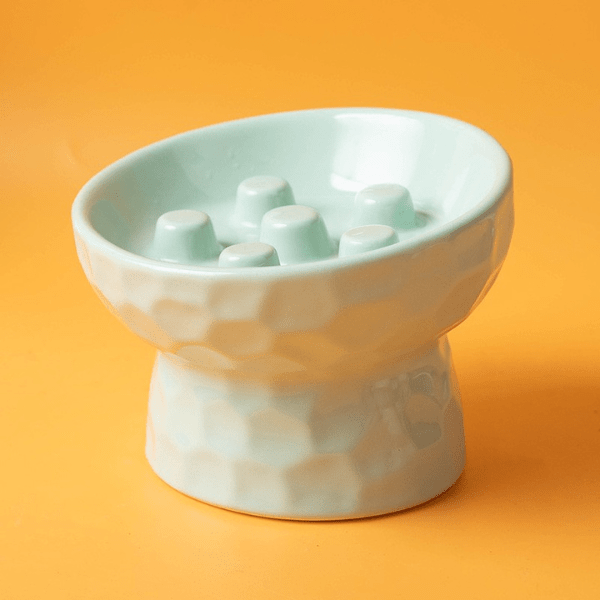 Gamelle ludique pour chat surélevée ronde verte PawSlow™