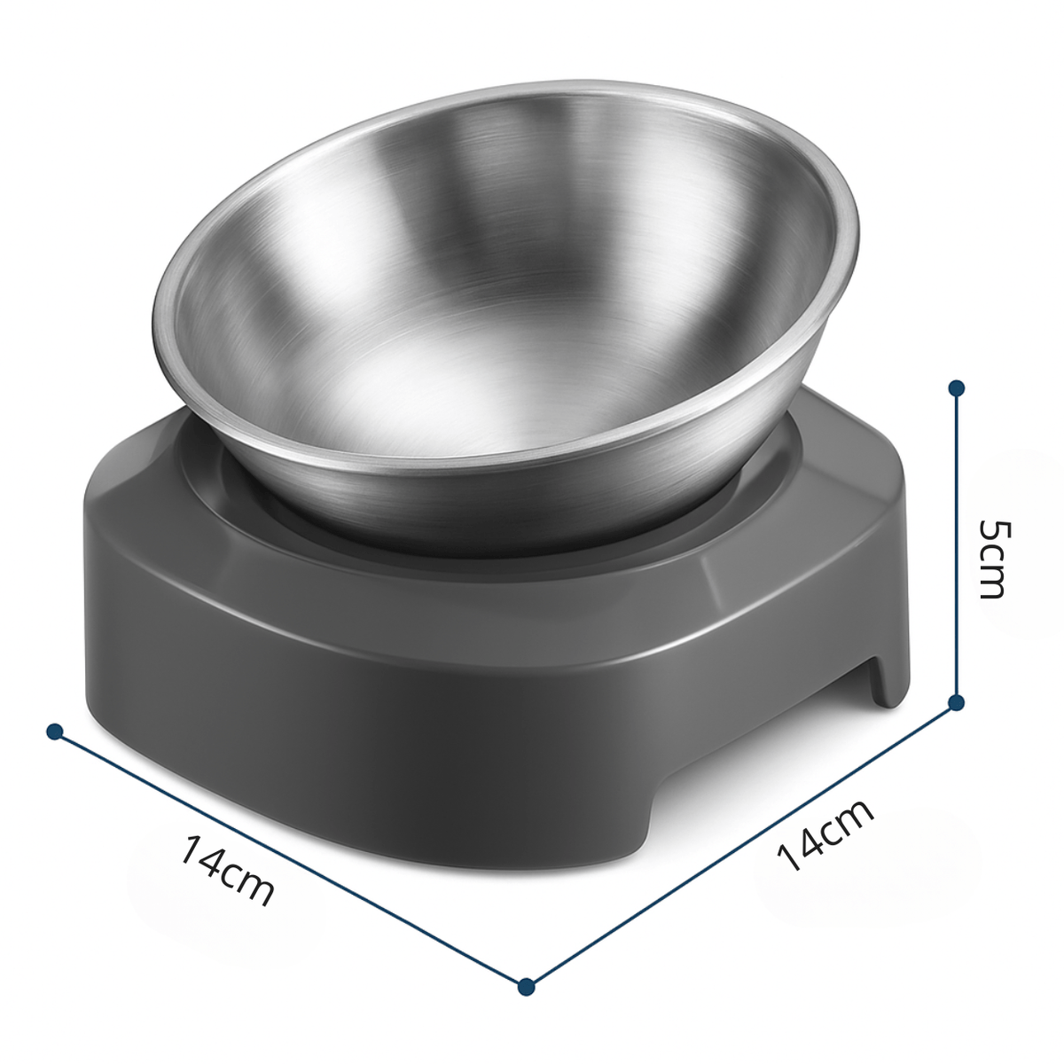Gamelle pour chat réglable simple bol inox surélevé gris 14 x 14 x 5 cm - Goûter-Griffe™