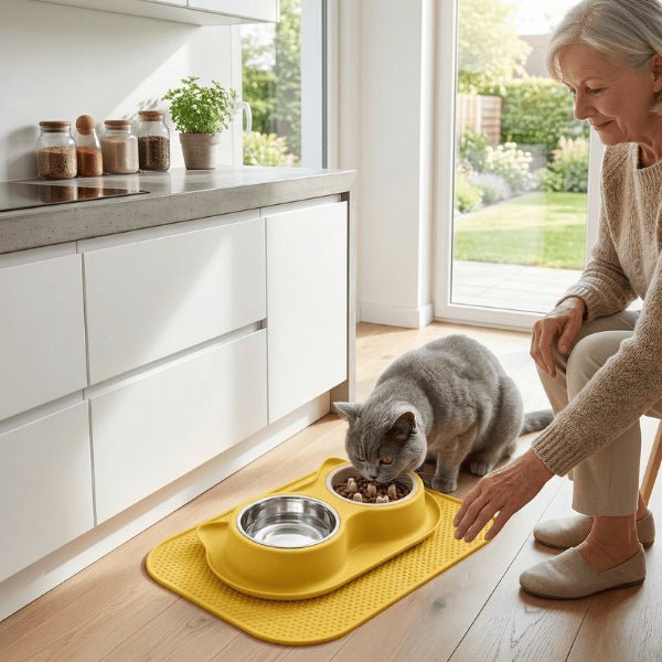 Gamelles anti glouton chat utilisées à la maison pour repas lent et sans stress