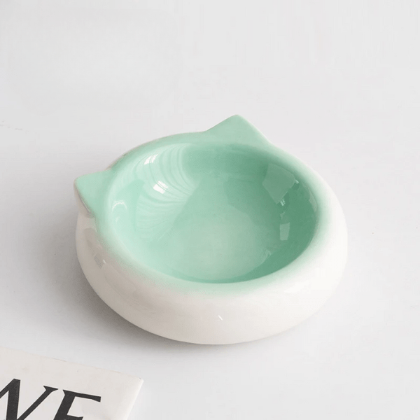 Gamelles chaton design céramique oreille de chat vert - MiniCroc™