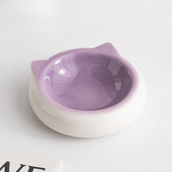 Gamelles chaton design céramique oreille de chat violet - MiniCroc™