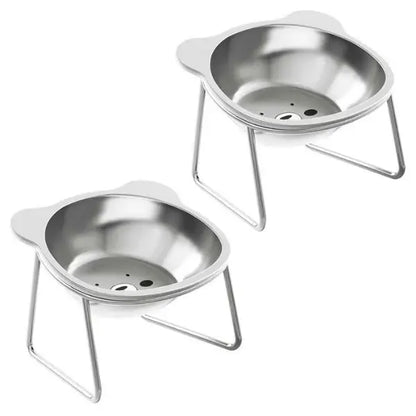 Gamelles pour chat inox surélevée design oreille de chat pack de 2 Nutrix™