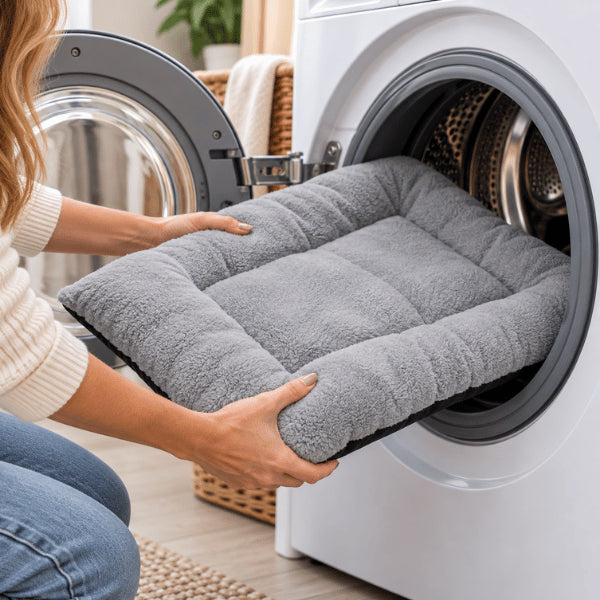 Grand tapis pour chat lavable en machine avec rembourrage épais gris