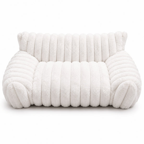 Lit canapé pour chat blanc assise côtelée et accoudoirs rembourrés profonds