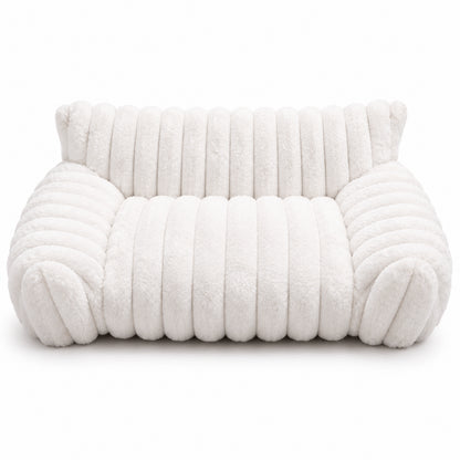 Lit canapé pour chat blanc assise côtelée et accoudoirs rembourrés profonds