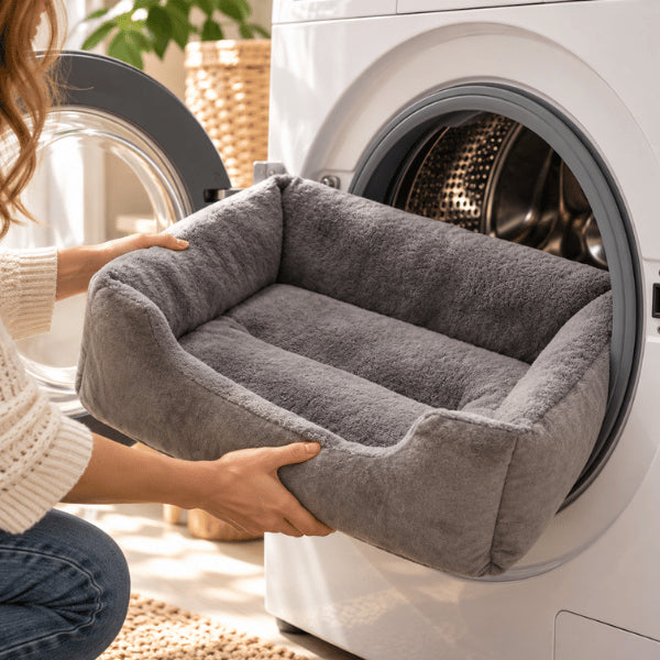 Lit pour chat rectangulaire lavable en machine sous 40°C pour hygiène quotidienne