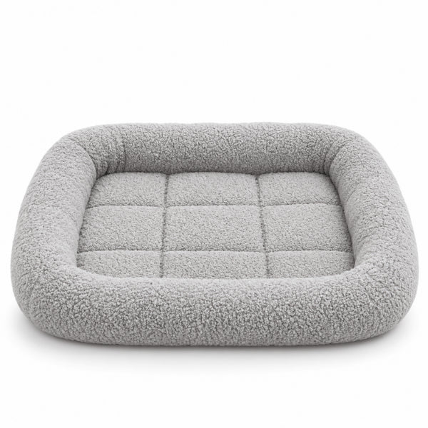 Lit couchage chats gris clair avec rebords enveloppants et matelas doux