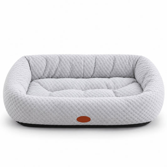 Lit rafraîchissant pour chat gris avec couchage respirant et bords enveloppants
