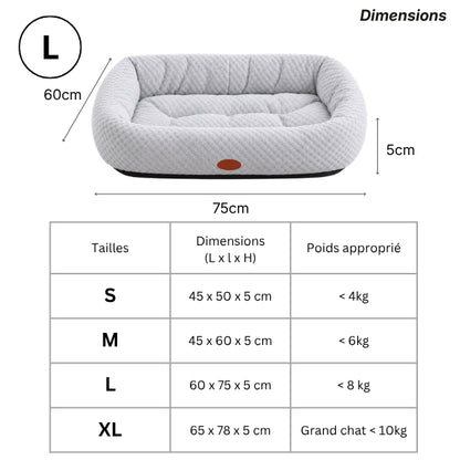 Lit rafraîchissant pour chat dimensions S M L XL jusqu’à 10 kg