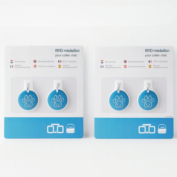 Medaillon chat collier RFID puce pour gamelle automatique chat puce pack x4 - MiaoMatic Puce™