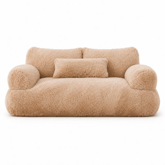 Panier canapé pour chat marron au design premium avec coussin assorti