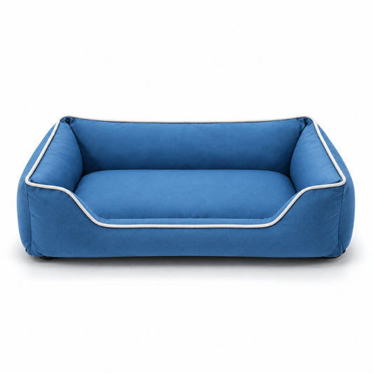 Panier chat bleu imperméable grande taille avec rebords confortables et protecteurs