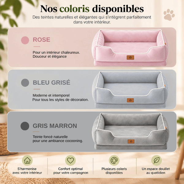 Panier chat disponible en rose bleu grisé et gris marron élégant