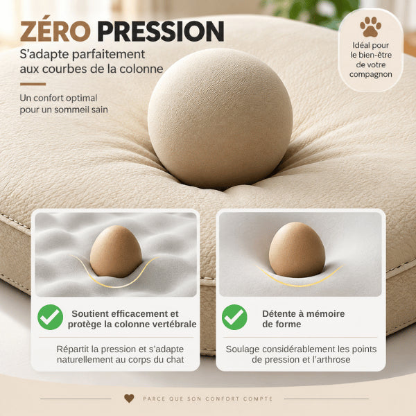 Panier à chat orthopédique à mémoire de forme répartissant confortablement les pressions
