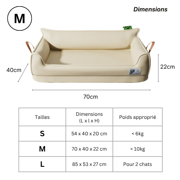 Panier à chat orthopédique à mémoire de forme disponible en trois tailles