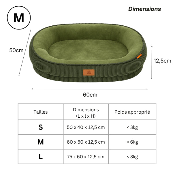 Panier pour chat disponible en trois tailles adaptées aux différentes morphologies félines