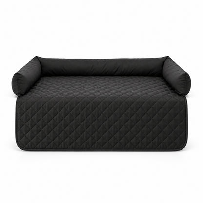 Protection canapé chat noire avec couchage matelassé et bords rembourrés sécurisants