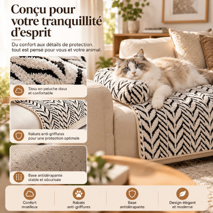 Tapis de couchage chat zébré avec rebords rembourrés lavable à quarante degrés
