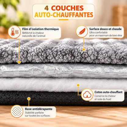 Tapis chauffant chat quatre couches avec isolation thermique et coton auto chauffant
